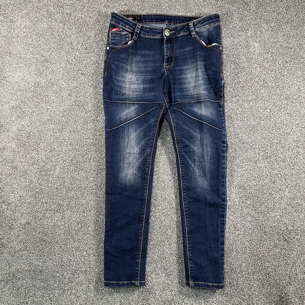 Lee Cooper Womens Jeans Size 31 Dark Wash Skinny Moto Stretch Denim